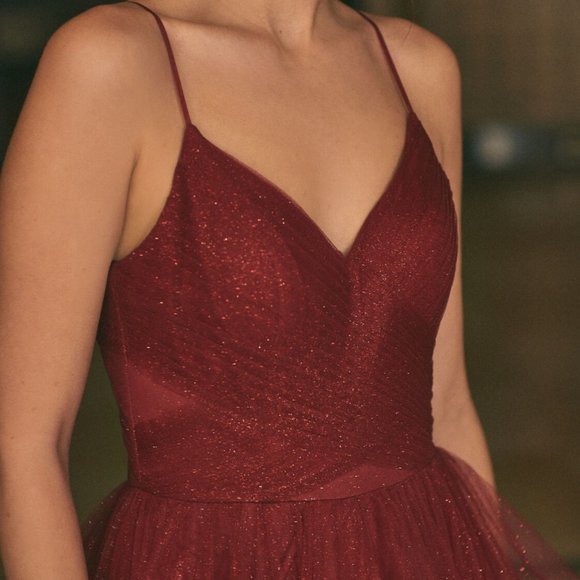 Terani Couture - V-Neck Glitter Ball Gown - Picture 3 of 4